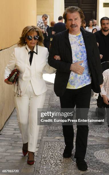 Maria Teresa Campos and Edmundo Arrocet, aka Bigote are seen on April 9, 2017 in Malaga, Spain.