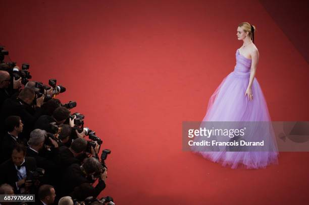Elle Fanning attends the 'The Beguiled' screening during the 70th annual Cannes Film Festival at Palais des Festivals on May 24, 2017 in Cannes,...