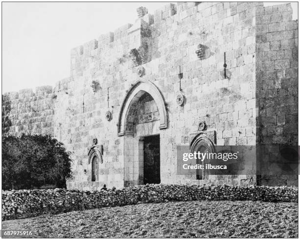 antike fotos von heilige land, ägypten und naher osten: the zion gate - zion nationalpark stock-grafiken, -clipart, -cartoons und -symbole
