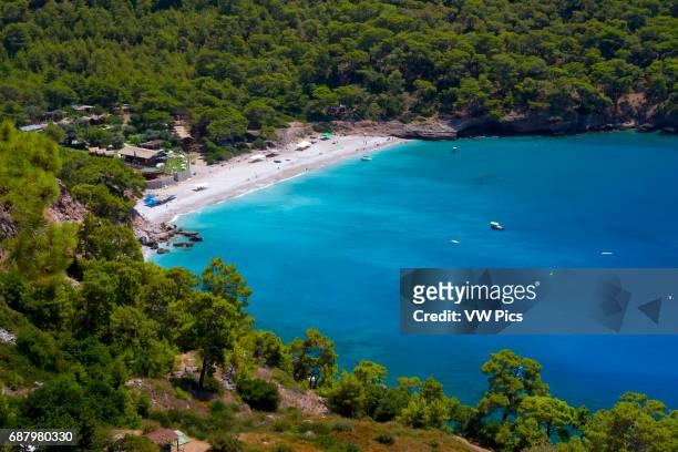 Forest and coastal landscape. Kabak Valley. Lycian Way. Mugla province, Aegean coast, Turkey.