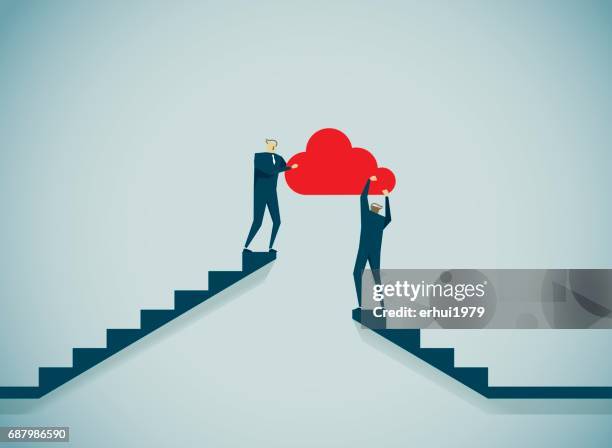 cloud computing - treppenhaus leute wissenschaft stock-grafiken, -clipart, -cartoons und -symbole