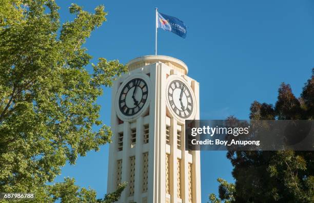 the hastings clock tower in the downtown of hastings city, new zealand. - hastings 個照片及圖片檔