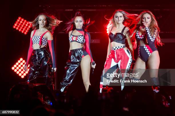 Jessica Louise Nelson, Leigh-Anne Pinnock, Perrie Louise Edwards and Jade Amelia Thirlwall of the British band Little Mix perform live on stage...