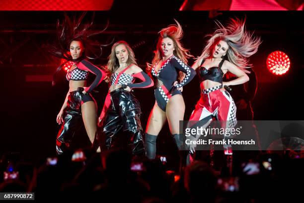 Leigh-Anne Pinnock, Jessica Louise Nelson, Jade Amelia Thirlwall and Perrie Louise Edwards of the British band Little Mix perform live on stage...