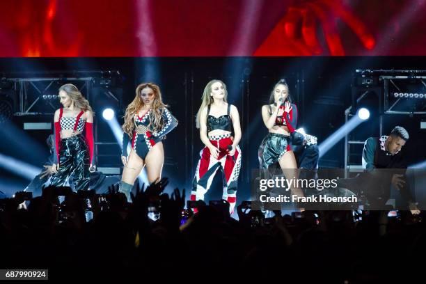 Jessica Louise Nelson, Jade Amelia Thirlwall, Perrie Louise Edwards and Leigh-Anne Pinnock of the British band Little Mix perform live on stage...