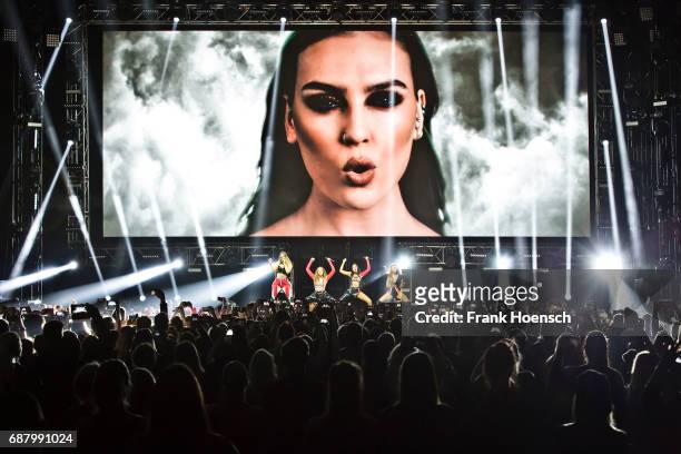Perrie Louise Edwards, Jessica Louise Nelson, Leigh-Anne Pinnock and Jade Amelia Thirlwall of the British band Little Mix perform live on stage...