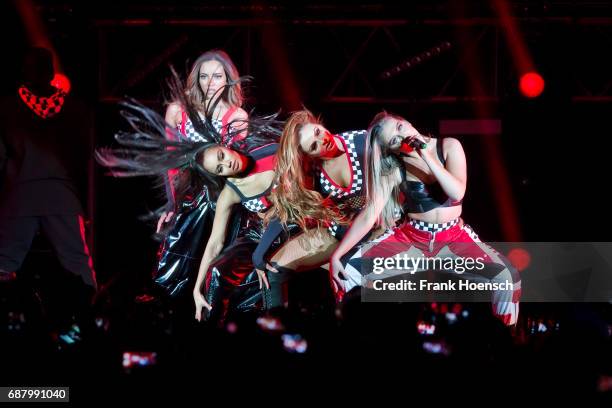 Jessica Louise Nelson, Leigh-Anne Pinnock, Jade Amelia Thirlwall and Perrie Louise Edwards of the British band Little Mix perform live on stage...