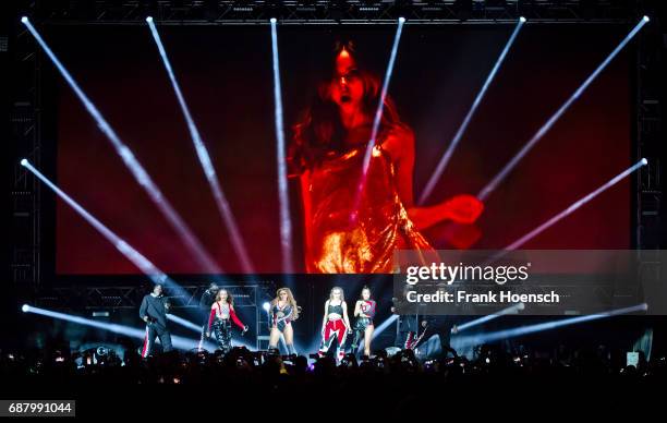 Jessica Louise Nelson, Jade Amelia Thirlwall, Perrie Louise Edwards and Leigh-Anne Pinnock of the British band Little Mix perform live on stage...