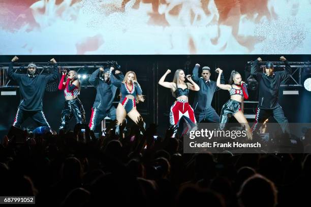 Jessica Louise Nelson, Jade Amelia Thirlwall, Perrie Louise Edwards and Leigh-Anne Pinnock of the British band Little Mix perform live on stage...