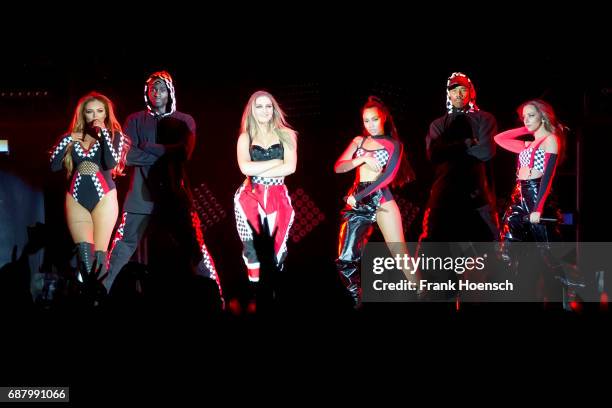 Jade Amelia Thirlwall, Perrie Louise Edwards, Leigh-Anne Pinnock and Jessica Louise Nelson of the British band Little Mix perform live on stage...