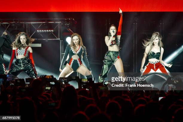 Jessica Louise Nelson, Jade Amelia Thirlwall, Leigh-Anne Pinnock and Perrie Louise Edwards of the British band Little Mix perform live on stage...