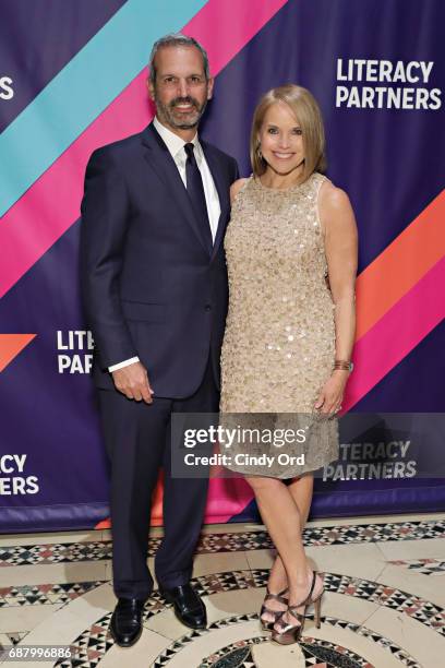 John Molner and Katie Couric attends the 2017 Literacy Partners Evening of Readings and Gala Dinner Dance at Cipriani 42nd Street on May 24, 2017 in...