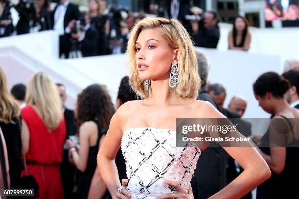 Hailey Baldwin attends the 'The Beguiled' screening during the 70th annual Cannes Film Festival at Palais des Festivals on May 24, 2017 in Cannes,...