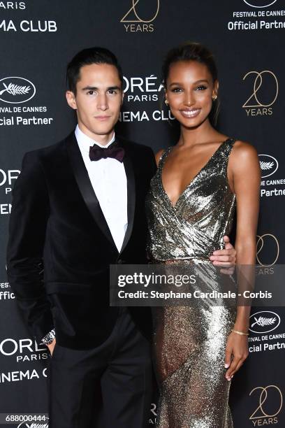 Juan David Borrero and Jasmine Tookes attend Gala 20th Birthday of L'Oreal In Cannes during the 70th annual Cannes Film Festival at Martinez Hotel on...