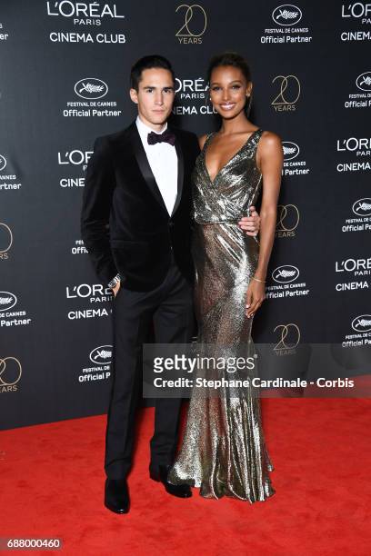 Juan David Borrero and Jasmine Tookes attend Gala 20th Birthday of L'Oreal In Cannes during the 70th annual Cannes Film Festival at Martinez Hotel on...