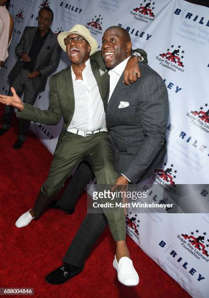Comedian/actor Tommy Davidson and Magic Johnson attend the B. Riley & Co. 8th Annual "Big Fighters, Big Cause" Charity Boxing Night benefiting the...