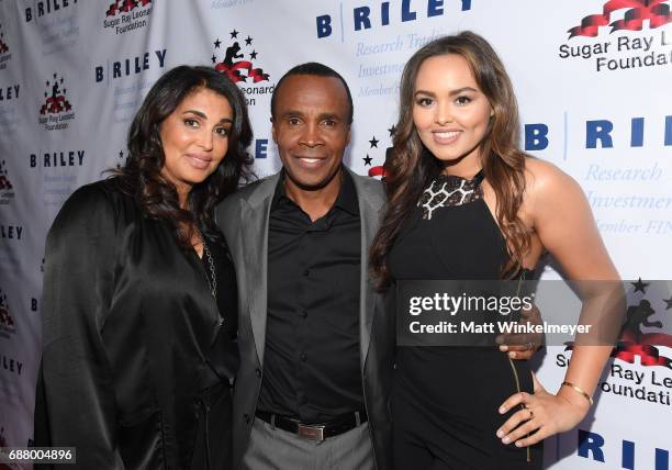 Bernadette Leonard, Sugar Ray Leonard, and Camille Leonard attend the B. Riley & Co. 8th Annual "Big Fighters, Big Cause" Charity Boxing Night...