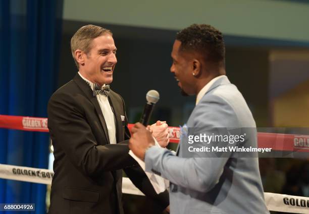 Ring announcer Dean Stone and actor/event emcee Bill Bellamy attend the B. Riley & Co. 8th Annual "Big Fighters, Big Cause" Charity Boxing Night...