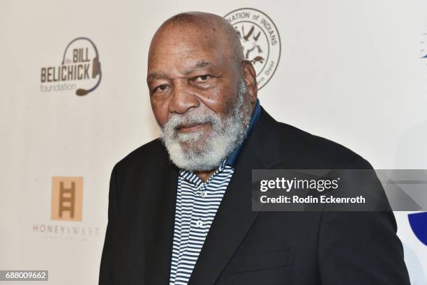 Former NFL Football player Jim Brown arrives at the premiere of "Spirit Game: Pride of A Nation" at Writers Guild Theater on May 24, 2017 in Beverly...