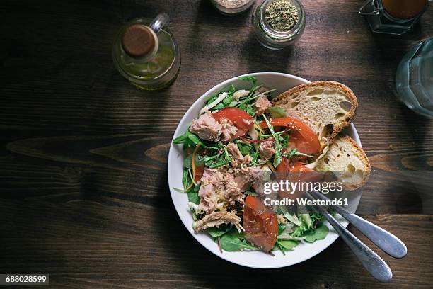 mixed salad with tuna - tuna salad stock pictures, royalty-free photos & images