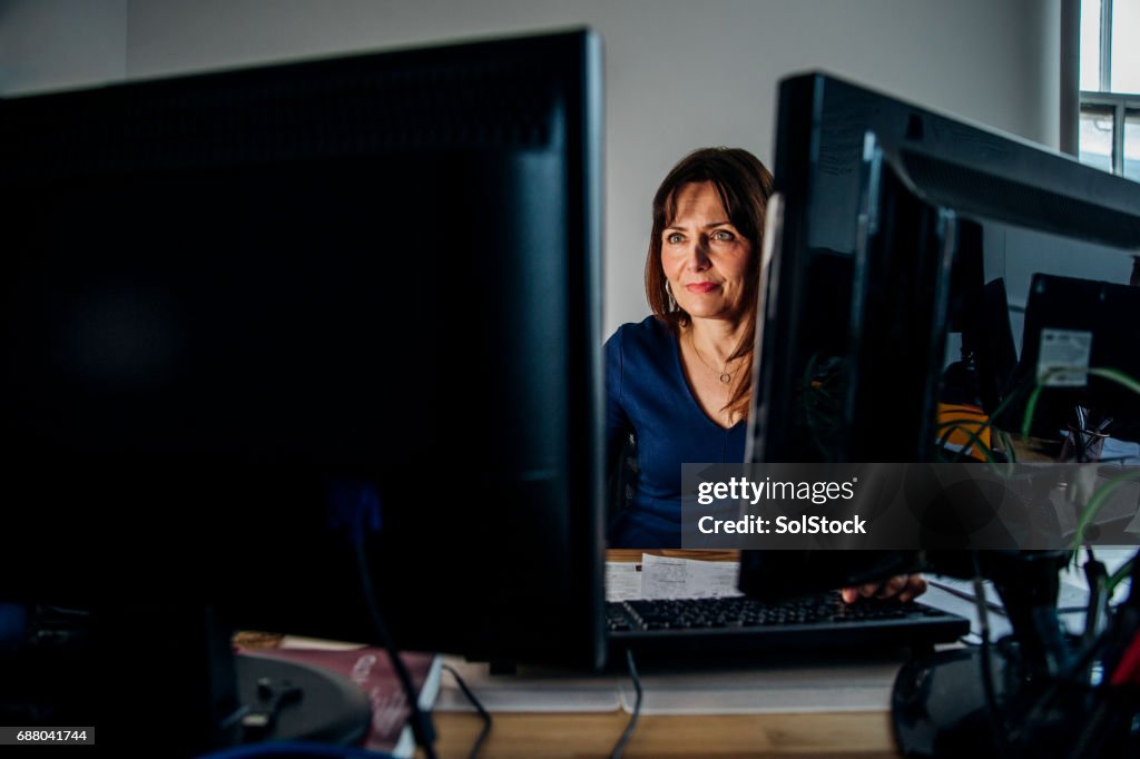 Businesswoman Working Late Again