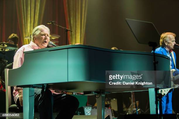 Musicians Brian Wilson and Al Jardine perform at Brian Wilson presents Pet Sounds: The Final Performances at San Diego Civic Theatre on May 24, 2017...