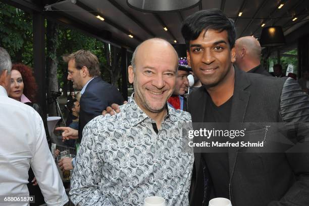 Andy Lee Lang and Ramesh Nair pose during the 'Die Allee zum Genuss' restaurant opening party on May 24, 2017 in Vienna, Austria.