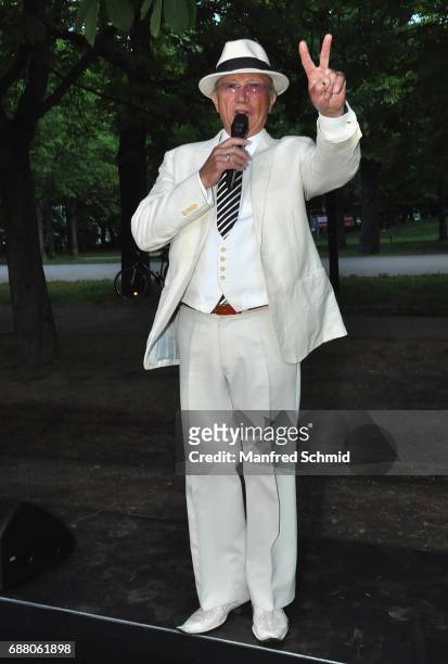 Louie Austen performs during the 'Die Allee zum Genuss' restaurant opening party on May 24, 2017 in Vienna, Austria.