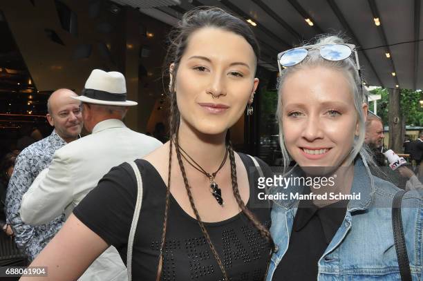 Sonja Ploechl and Rebecca Rapp pose during the 'Die Allee zum Genuss' restaurant opening party on May 24, 2017 in Vienna, Austria.