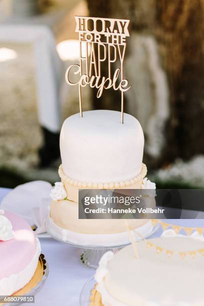 wedding cake with topper - hanneke vollbehr bildbanksfoton och bilder