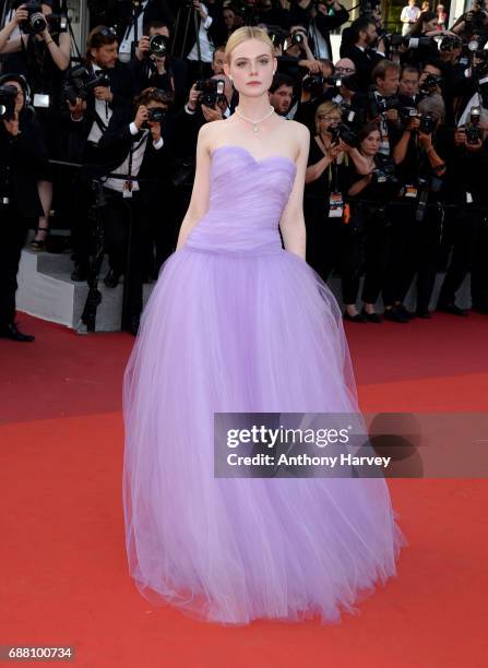 Elle Fanning attends the "The Beguiled" screening during the 70th annual Cannes Film Festival at Palais des Festivals on May 24, 2017 in Cannes,...