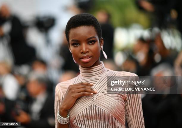 Angolan model Maria Borges poses as she arrives on May 24, 2017 for the screening of the film 'The Beguiled' at the 70th edition of the Cannes Film...