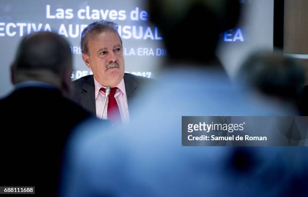Manuel Campo Vidal during European Audivisual Directive Presentation on May 25, 2017 in Madrid, Spain.
