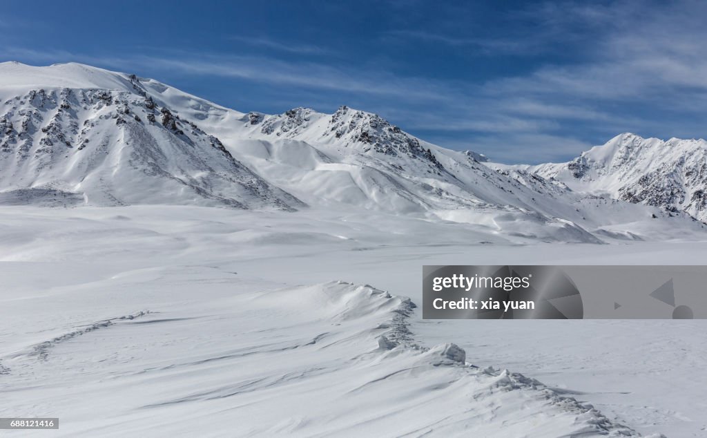 Snowcapped mountains on Khunjerab Pass,China