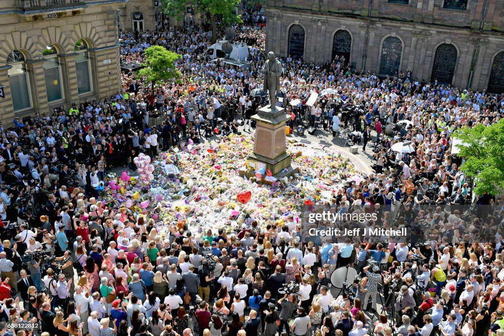 Manchester Observes A Minute Silence For The Victims Of The Manchester Arena Terrorist Attack