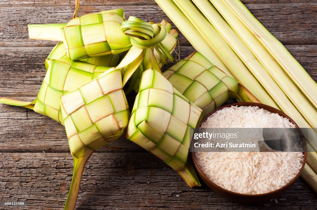 Ketupat (rice dumpling on white background)