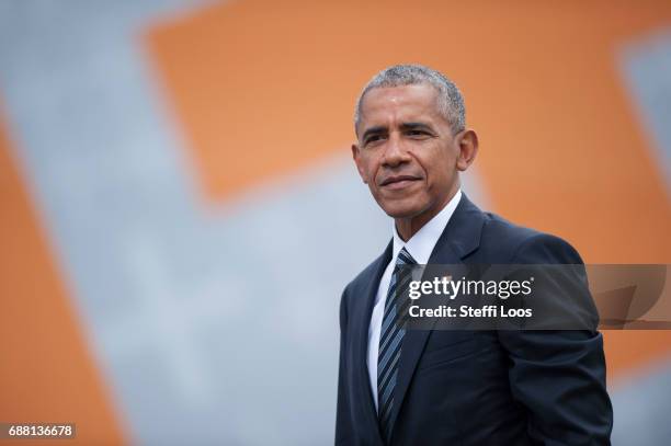 Former President of the United States of America Barack Obama after a discussion about democracy at Church Congress on May 25, 2017 in Berlin,...