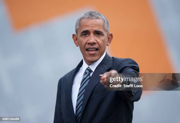 Former President of the United States of America Barack Obama after a discussion about democracy at Church Congress on May 25, 2017 in Berlin,...