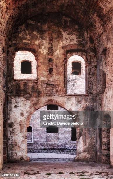 detail of the first war world fortress "forte interrotto" - asiago italy stock pictures, royalty-free photos & images
