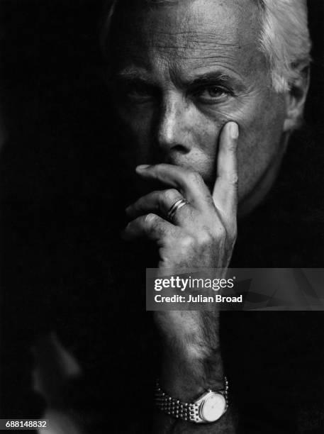 Fashion designer Giorgio Armani is photographed in London, England.