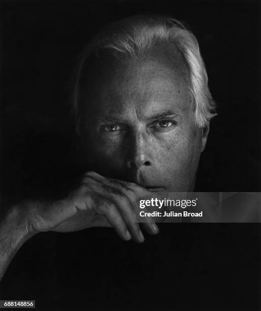 Fashion designer Giorgio Armani is photographed in London, England.