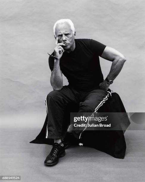 Fashion designer Giorgio Armani is photographed in London, England.