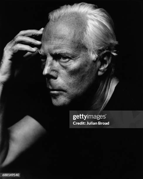 Fashion designer Giorgio Armani is photographed in London, England.