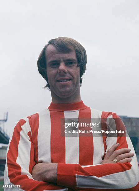 English footballer and full-back for Southampton FC, Ken Jones posed on the pitch at The Dell in Southampton, England on 6th August 1970.