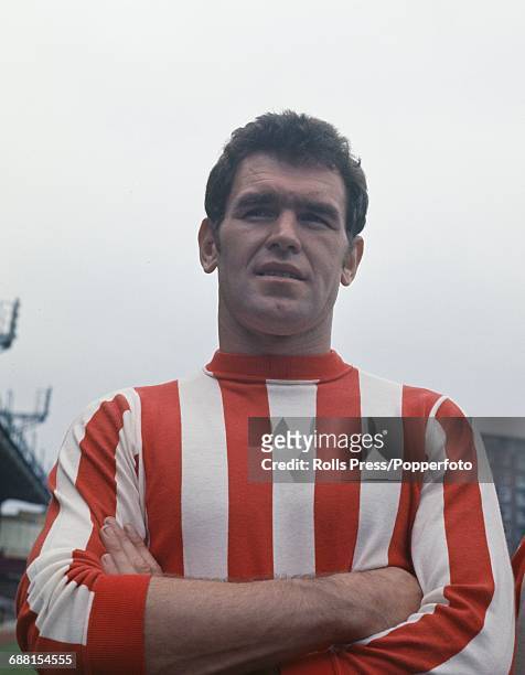 English footballer and centre-half for Southampton FC, John McGrath posed on the pitch at The Dell in Southampton, England on 6th August 1970.