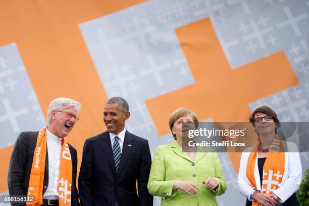 Chairman of the Council of the EKD and Bavarian regional Bishop Heinrich Bedford-Strohm, former President of the United States of America Barack...