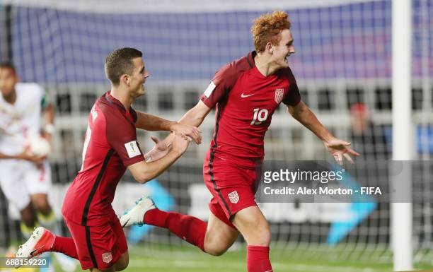 Joshua Sargent of USA celebrates after scoring their first goal during the FIFA U-20 World Cup Korea Republic 2017 group F match between Senegal and...