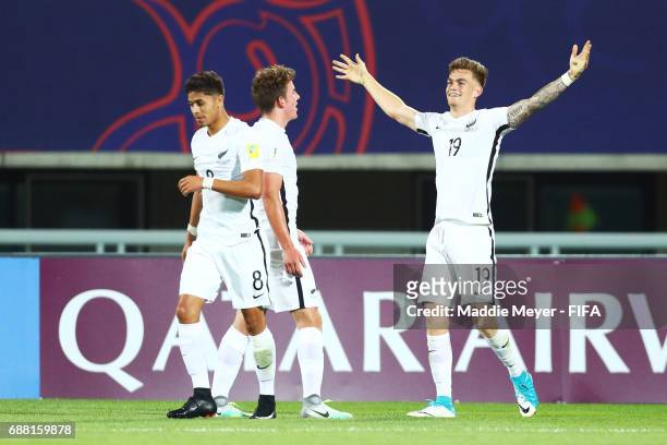 Myer Bevan of New Zealand celebrates after scoring his teams third goal during the FIFA U-20 World Cup Korea Republic 2017 group E match between New...