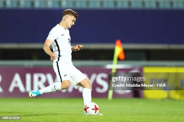 Myer Bevan of New Zealand hits a penalty kick during the FIFA U-20 World Cup Korea Republic 2017 group E match between New Zealand and Honduras at...