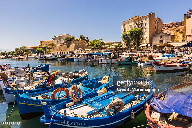 tino rossi port and the citadel on the background - corsica - fotografias e filmes do acervo